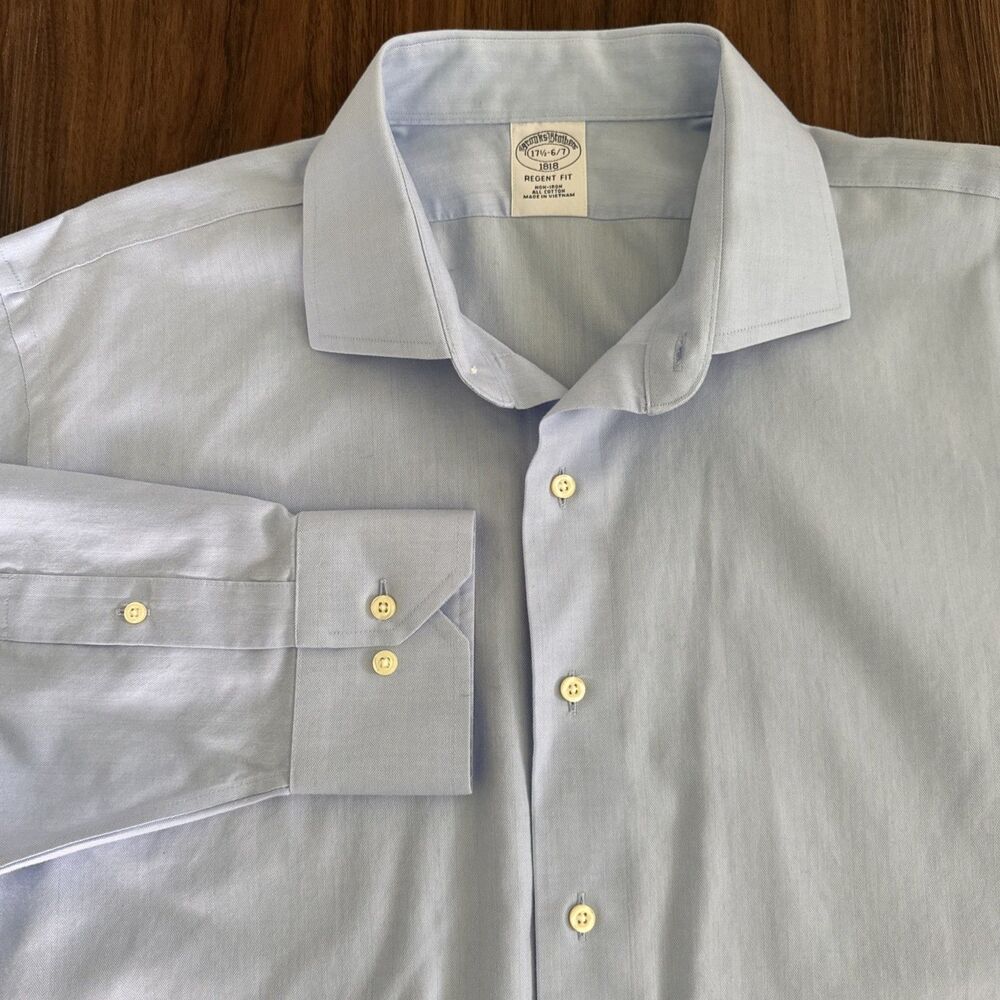 Brooks Brothers Men's 17.5 - 6/7 Regent Fit Light Blue Button Up Tailored Shirt